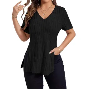 M Donna Top 2024 Estate Casual Manica corta T Shirt Tee Pullover  Crop Basic Camicetta Casual Slim Abbigliamento femminile